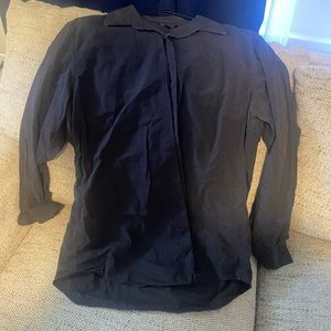 Long sleeve black button down - large
